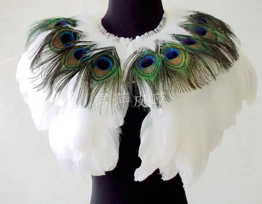 Women's Real Peacock Feather Fur Bridal Bridesmaid Wedding Cape Wrap Pashmina Scarf Shawl for Evening Fancy Dress Party Women's Real Peacock Feather Fur Bridal Bridesmaid Wedding Cape Wrap Pashmina Scarf Shawl for Evening Fancy Dress Party